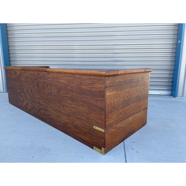 1960s Mid-Century Campaign Style Tiger Oak Daybed Sofa With Storage Drawers by Marge Carson For Sale - Image 13 of 13