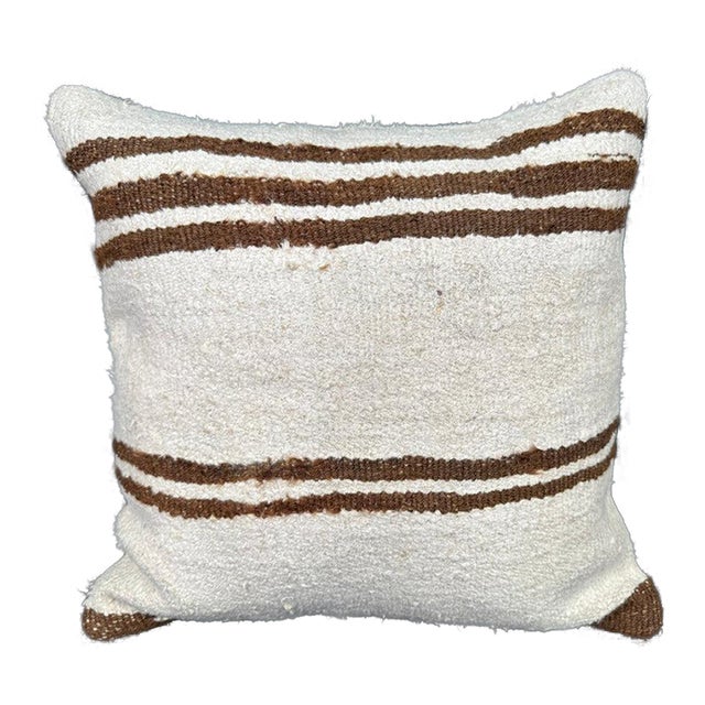 Turkish Hemp Pillow Cushion Natural Beige Brown Pillow Cushion Cover 20"x20" For Sale