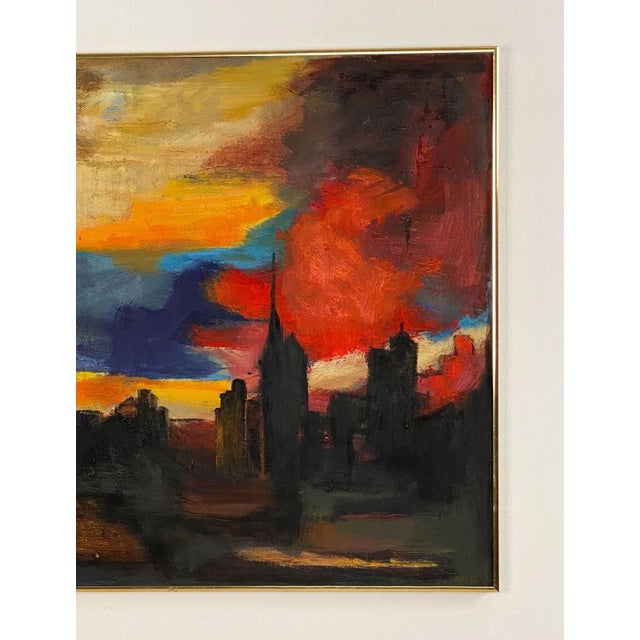 Cityscape painting by influential artist and scholar Krell, circa 1950. Was $2500.