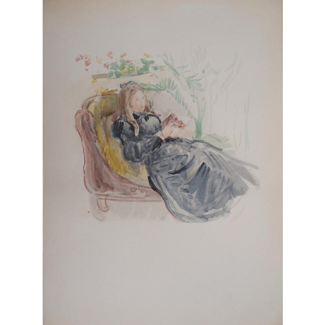 After Berthe Morisot, Young Woman on a Sofa, 1946, Signed Lithograph For Sale - Image 5 of 6