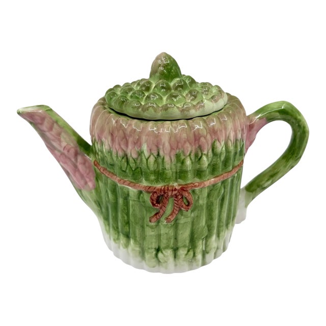 Late 20th Century Ceramic Asparagus Tea Pot For Sale