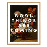 Image of Good Things Are Coming by Lara Fowler in Gold Framed Paper, Medium Art Print For Sale