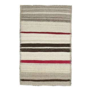 Vintage Turkish Oushak Handmade Wool Cotton White Beige Small Area Rug For Sale