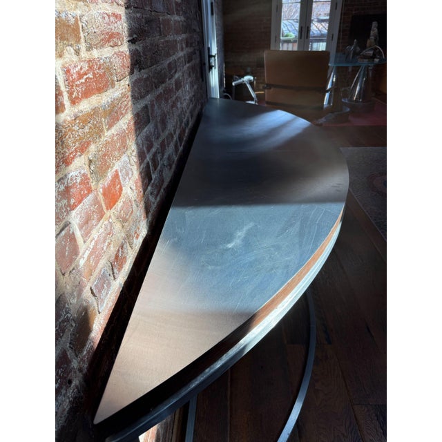 Long Cantilevered Demilune Console We have rarely run across a console at this length, making it a great piece to put...