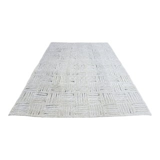 Rh Basanti Rug – 9' × 12' Marled Ivory/Charcoal | Hand-Knotted Wool Blend | Contemporary Himalayan-Inspired Design For Sale