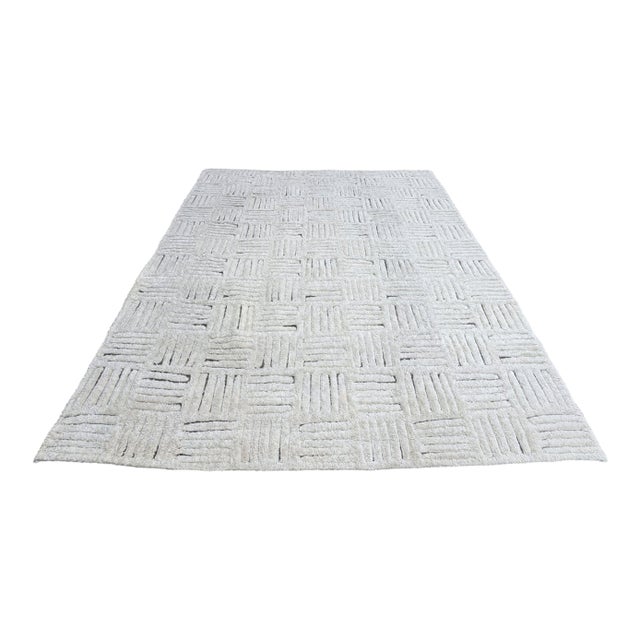 Rh Basanti Rug – 9' × 12' Marled Ivory/Charcoal | Hand-Knotted Wool Blend | Contemporary Himalayan-Inspired Design For Sale