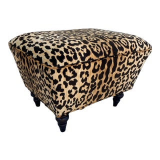 1980s Vintage Leopard Print Ottoman For Sale