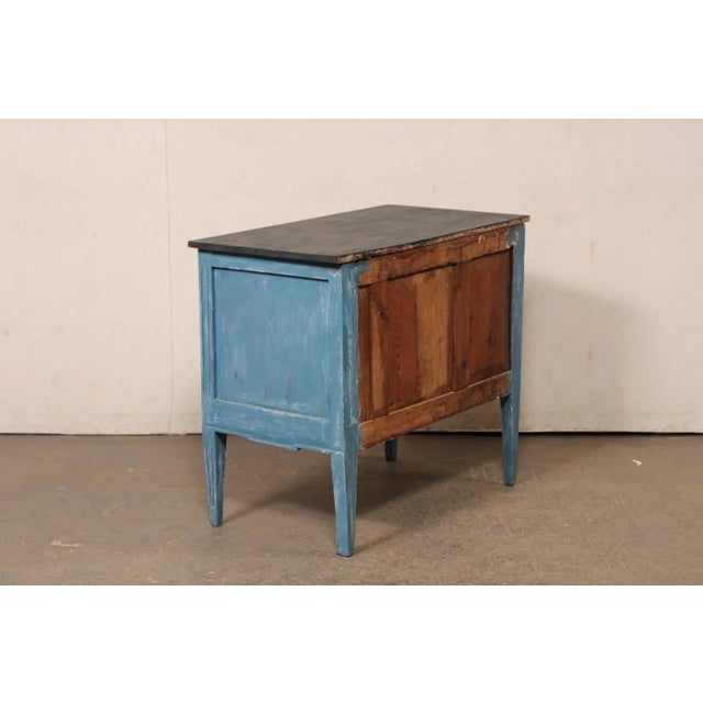 Blue Late 20th Century Italian Raised Two-Drawer Raised Chest in Custom Blue Finish With Black Top For Sale - Image 8 of 12
