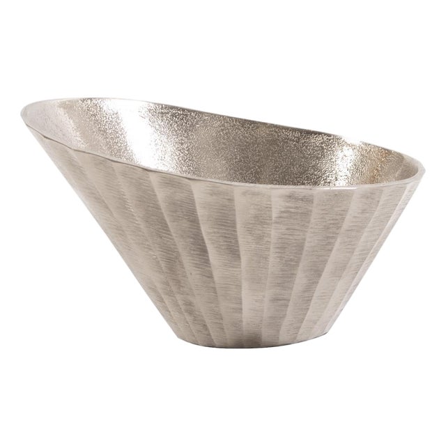 Silver Chiseled Metal Bowl For Sale