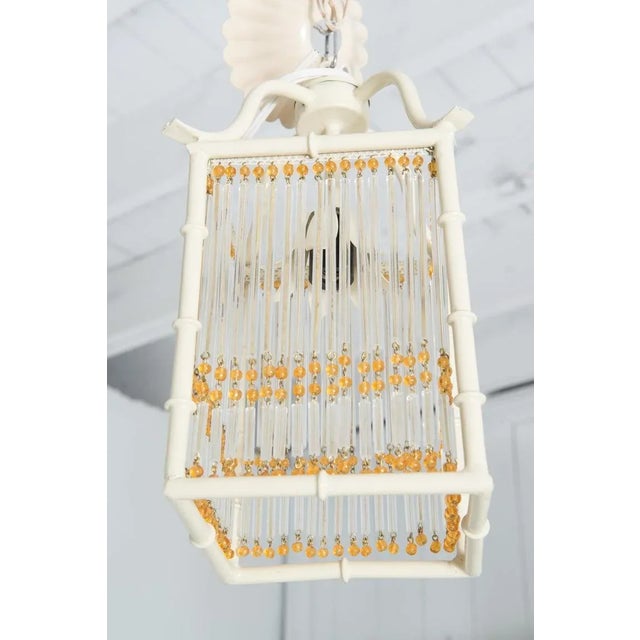 Mid 20th Century Small White Chinoiserie Faux Bamboo Metal Lanterns For Sale In New York - Image 6 of 13
