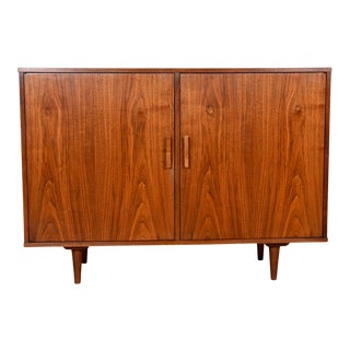 Spaciously Compact Mid-Century Modern Cabinet in Walnut " Custom Designed for Vinyl Storage For Sale