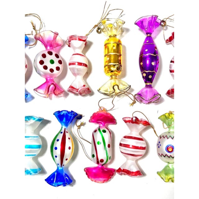 Purple Vintage Hand Blown Glass Candy Christmas Ornaments - A Set of 13 For Sale - Image 8 of 12