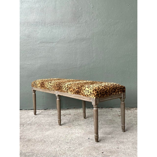 Vintage Tufted Leopard Bench For Sale - Image 10 of 12