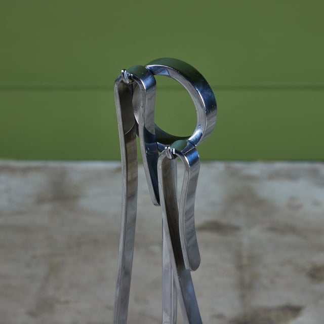 Donald Deskey Style Nickel Plated Fireplace Tool Set For Sale - Image 10 of 11