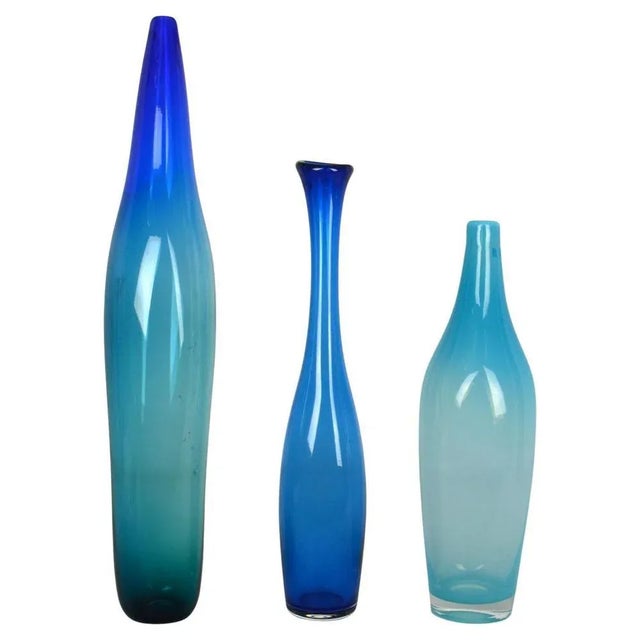 Blue Hand Blown Vases by Floris Meydam and Siem Van De Marel, 1960s, Set of 3 For Sale - Image 10 of 10