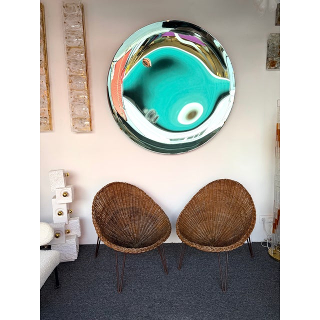 Mid-Century Modern Pair of Rattan Armchairs. France, 1950s For Sale - Image 4 of 13