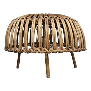 Mid-Century Woven Rattan Stool by Franco Albini, Italy, 1950s For Sale