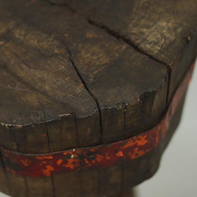 Primitive Wabi Sabi Rustic Farmhouse Chopping Block / Side Table For Sale - Image 6 of 9