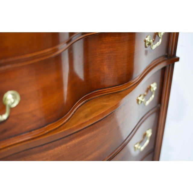 Vintage Georgian Style Mahogany Tall Chest of Drawers With Brass Bail Hardware For Sale - Image 11 of 13