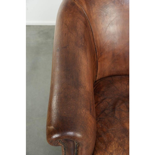 Textile Vintage Club Chair in Sheepskin Leather For Sale - Image 7 of 14