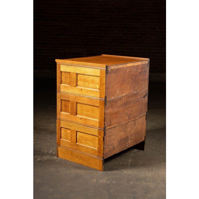 Brown Early 20th Century Quartersawn Oak Three-Section Modular File Cabinet For Sale - Image 8 of 14