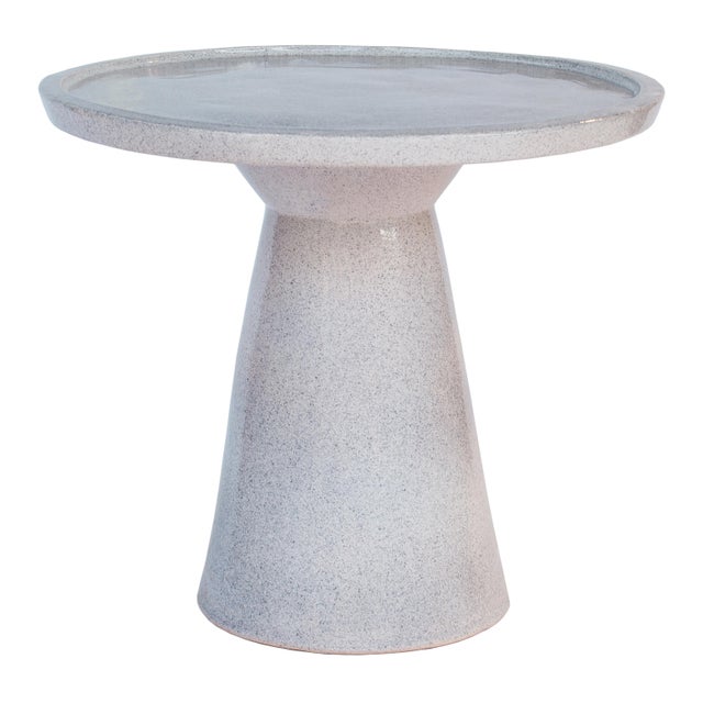 Colombo Handmade Glazed Ceramic Outdoor Accent Table, Gray Chairish