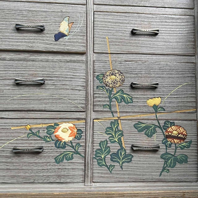 Vintage Tansu Storage Cabinet with Floral Decor, 1960s For Sale - Image 4 of 18