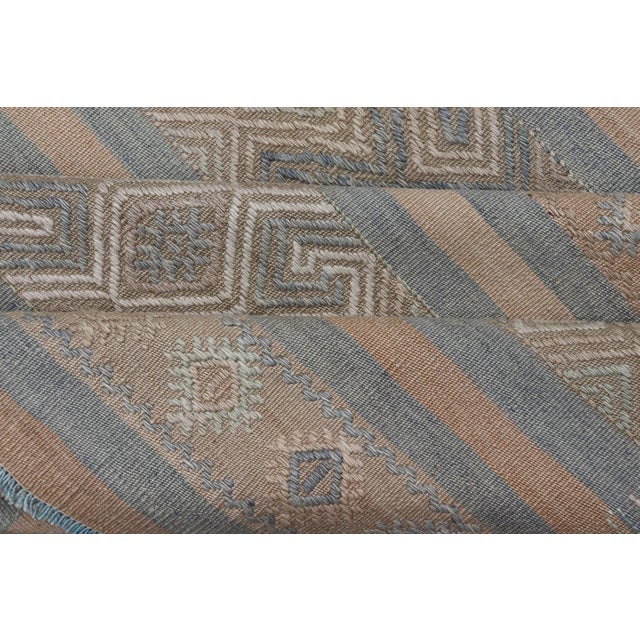 Vintage Turkish Kilim Rug With Horizontal Stripes in Taupe and Neutral Colors For Sale - Image 10 of 11