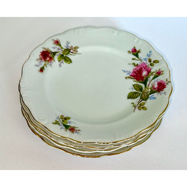 1940s Mid 40th Century Royal Sealy “Pompadour Rose” Plates – 7½” - Set of 10 For Sale - Image 5 of 10