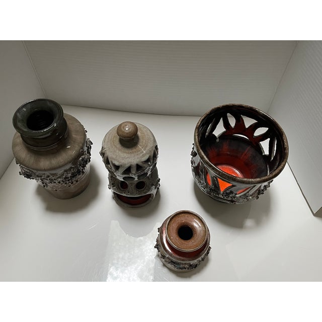 Mid Century Icelandic Glit Lava Pottery Set- 4 Pieces For Sale - Image 9 of 14