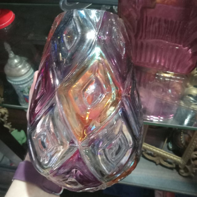Vintage Mid-Century Bohemian Multicolor Faceted Art Glass Vase, 1960s For Sale - Image 12 of 14