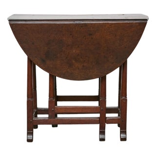 19th Century English Oak Drop-Leaf Table with Gatelegs and Single Drawer For Sale