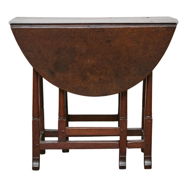 19th Century English Oak Drop-Leaf Table with Gatelegs and Single Drawer For Sale