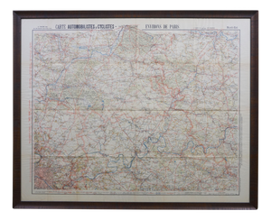 Antique French Victorian Carte Automobilistes & Cyclistes Paris Map 39"