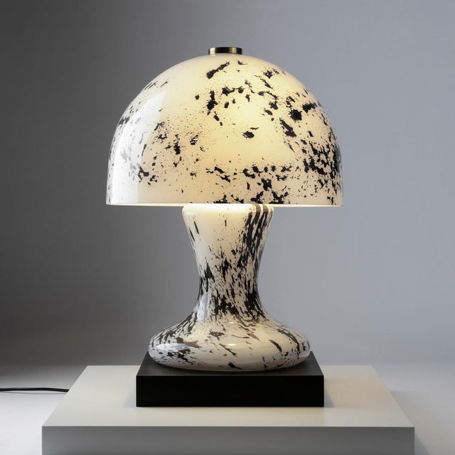 Mid-Century Modern White Hand-Blown Mushroom Glass Table Lamp from Süssmuth, 1960s For Sale - Image 4 of 10