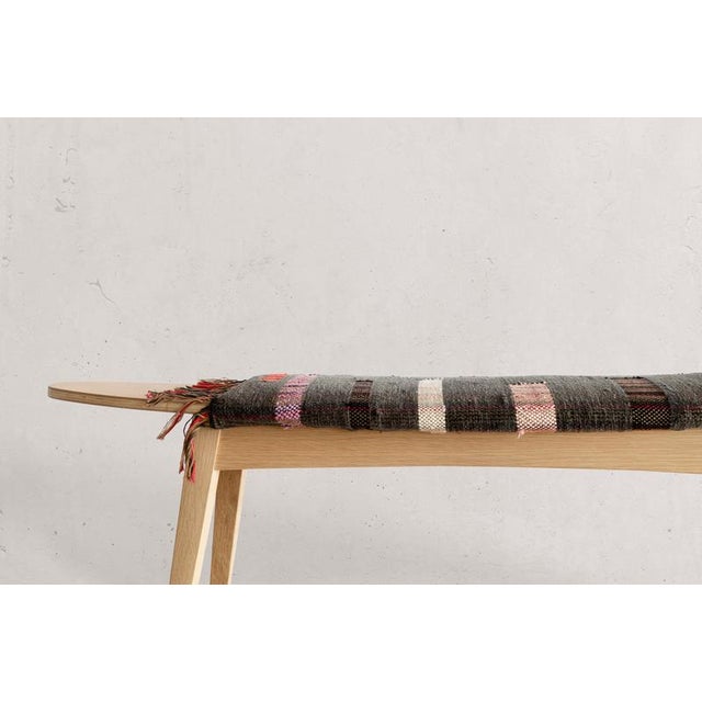 Contemporary Oak Surf Hand-Woven Fabric Bench 1 by Jean-Baptiste Van Den Heede For Sale - Image 3 of 8
