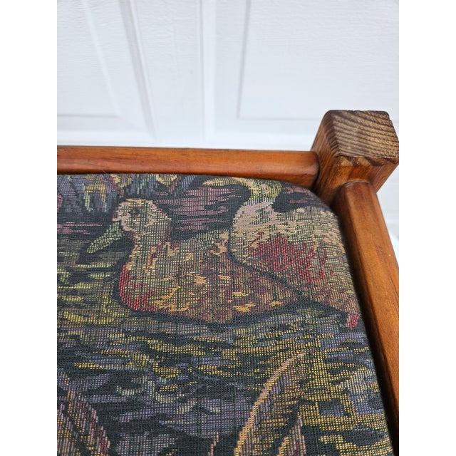 Square Arts & Crafts Style Rustic Duck Print Footstool For Sale - Image 6 of 13