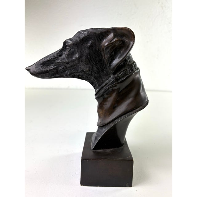 1940s Late 20th Century Bronze Sculpture Bust of a Whippet For Sale - Image 5 of 8