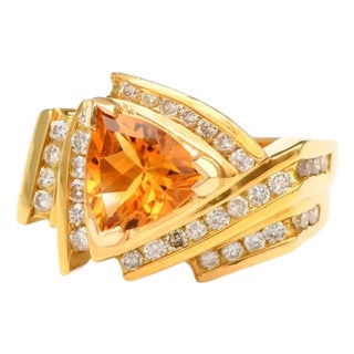 18KY Le Vian Citrine(1.6) & Diamond(0.60) Ring, size 6.25 For Sale