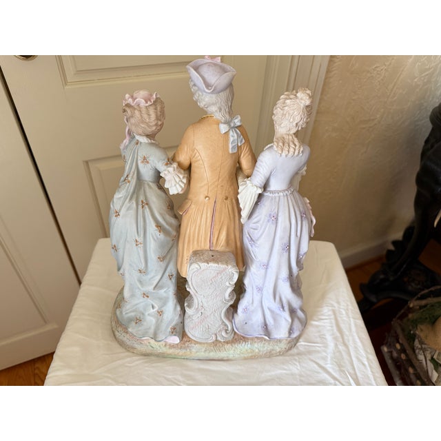 Ceramic Antique Meissen Porcelain Figural Group – 19th Century – Crossed Swords Marked – 15” Tall For Sale - Image 7 of 8