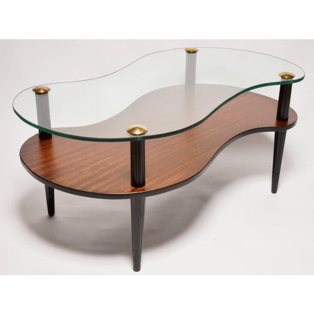 1960s 1960s Mid Century Modern Mahogany,Brass and Glass Cloud Coffee Table in the Style of Gilbert Rohde For Sale - Image 5 of 10