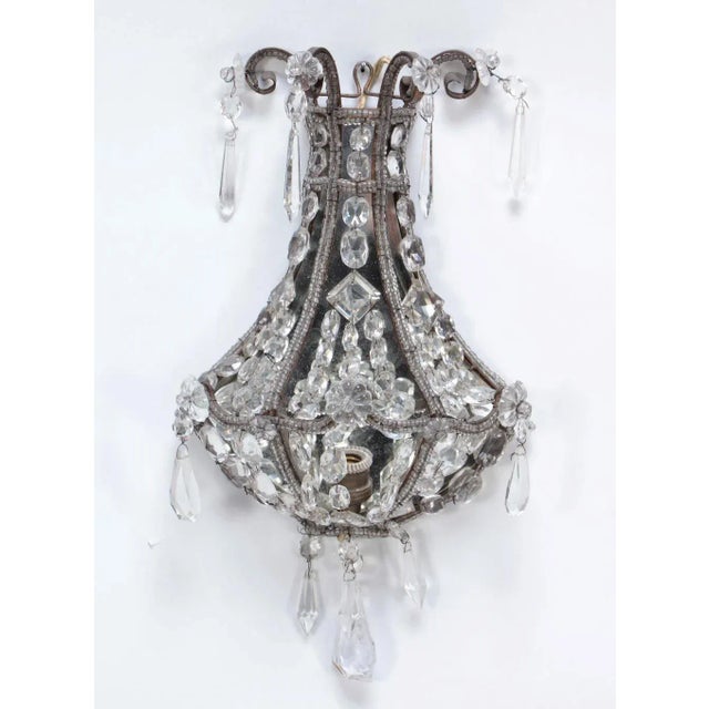 A pair of crystal wall sconces in the manner of Jansen circa 1940