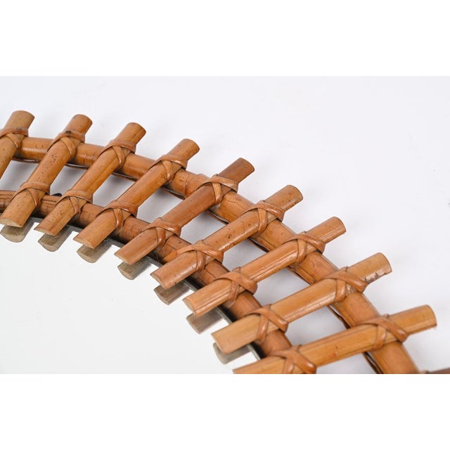 Mid-Century Italian Round Mirror in Rattan, Bamboo and Wicker attributed to Franco Albini, 1970s For Sale - Image 11 of 14