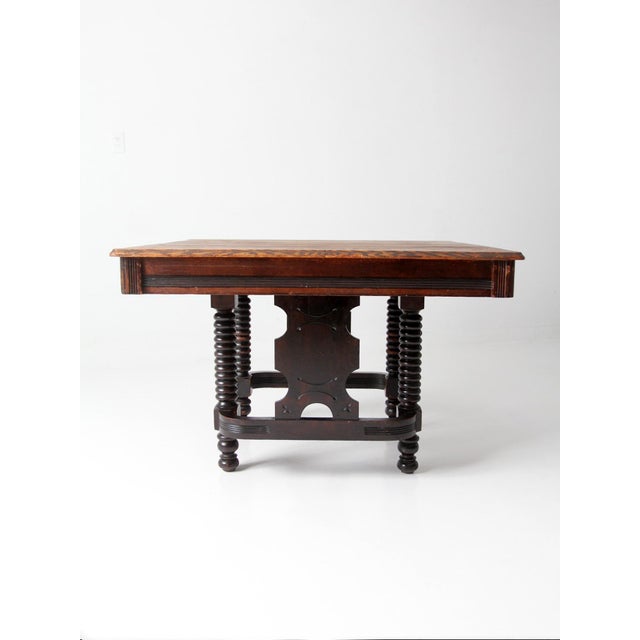 Farmhouse Antique Jacobean Revival Barley Twist Square Table For Sale - Image 3 of 18