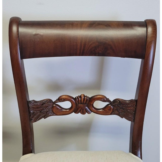 Wood Pair of English Regency Mahogany Swan Back Side Chairs, Circa 1820 For Sale - Image 7 of 9