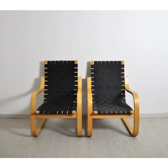 Artek Model 406 Lounge Chairs by Alvar Aalto for Artek, Set of 2 For Sale - Image 4 of 10