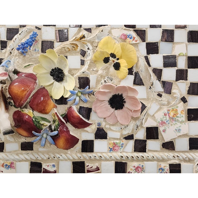 Glass Handcrafted Tile Wall Mirror For Sale - Image 7 of 12