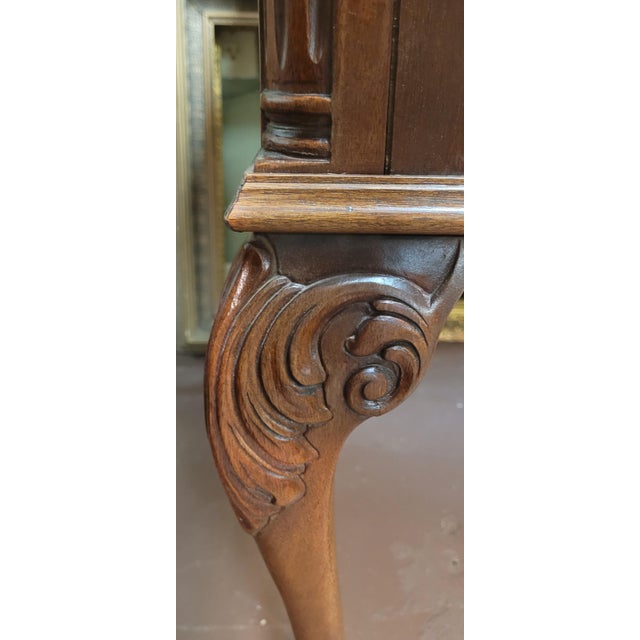 American Fine Vintage Chippendale Leather Top Desk For Sale - Image 3 of 16