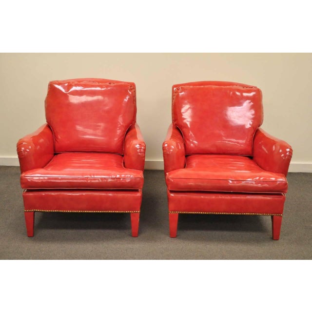 Vintage MidCentury Hollywood Regency Red Vinyl Chairs A Pair Chairish