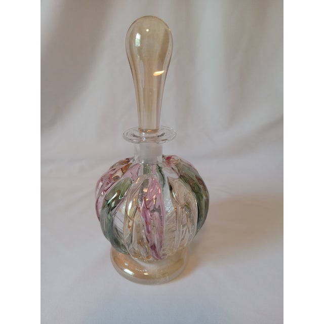 Vintage Ion Tamaian Signed Hand Blown Art Glass Perfume Bottle With Dauber For Sale - Image 4 of 17